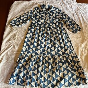 Rachel Zoe Geometric Blue and White Maxi Dress